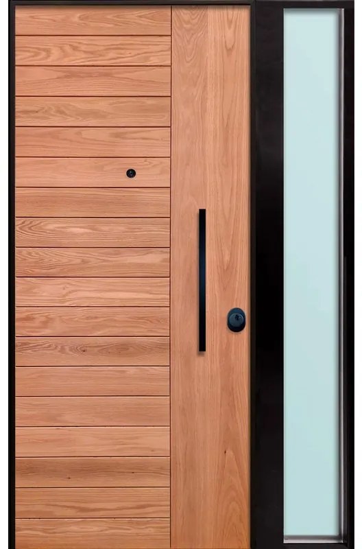 Porta blindata MASTER Maswood con vetro L 90 x H 210 cm in legno rovere/bianco, apertura spingere a sinistra, falso telaio incluso