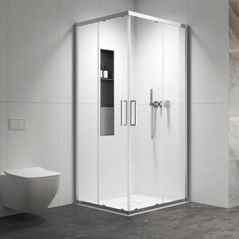 Kamalu - Box doccia 70x80 apertura doppio scorrevole finitura cromo | KZ-1000