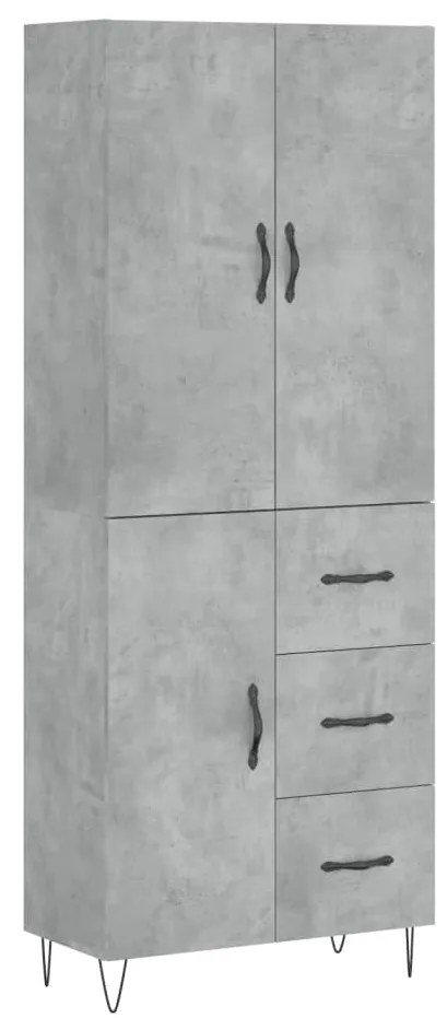 Credenza grigio cemento 69,5x34x180 cm in legno multistrato