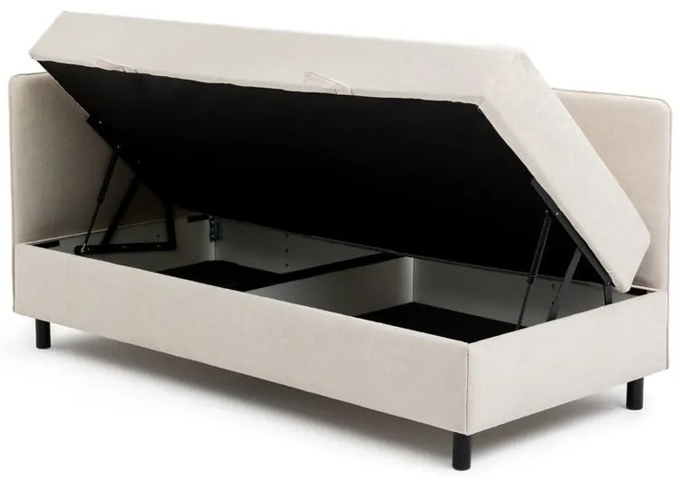 Letto singolo imbottito beige con contenitore con materasso incluso 120x200 cm Avela – Bonami Selection