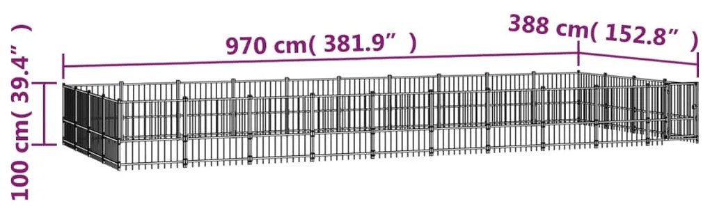 Gabbia per Cani da Esterno in Acciaio 37,64 m²
