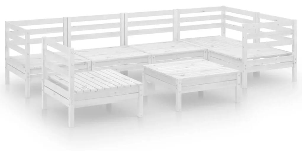 Set divani da giardino 7 pz in legno massello di pino bianco
