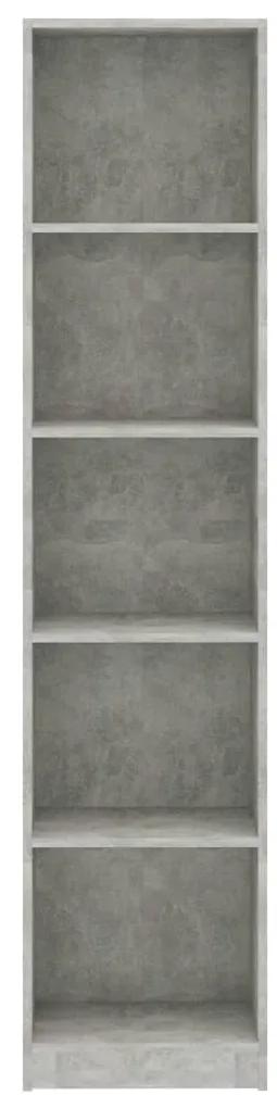 Libreria a 5 ripiani grigio cemento 40x24x175 cm in truciolato