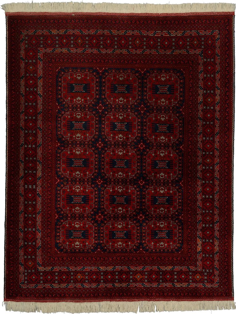 Afghan Tappeto 150 x 190 Rosso (Pakistan) Annodato A Mano