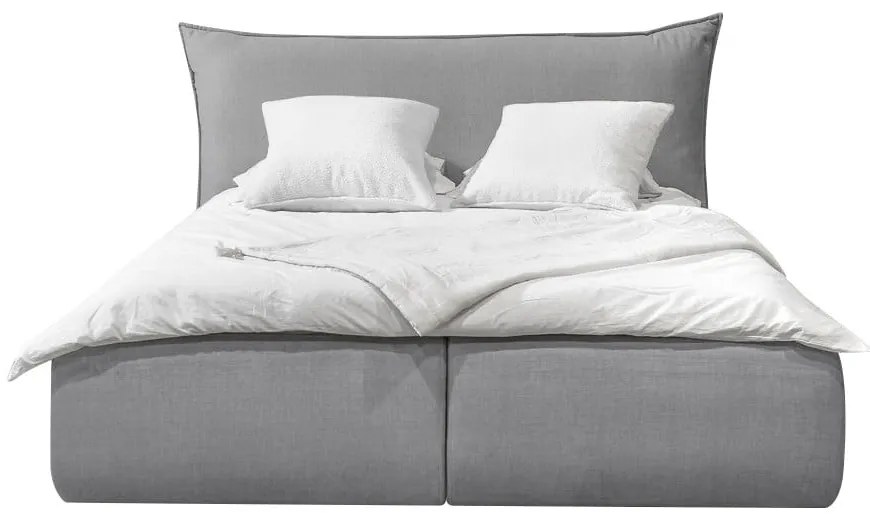 Letto matrimoniale imbottito grigio chiaro con contenitore con griglia 180x200 cm Jade - Bobochic Paris
