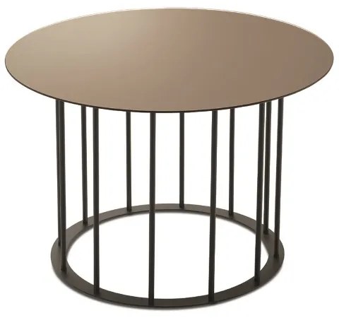 Tavolino tondo D60 cm con base in metallo Nero e piano in vetro Bronzo MUTE