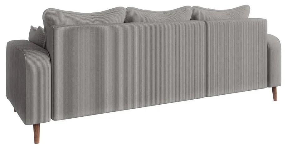 Divano angolare grigio chiaro in velluto a coste (angolo sinistro) Beata - Ropez