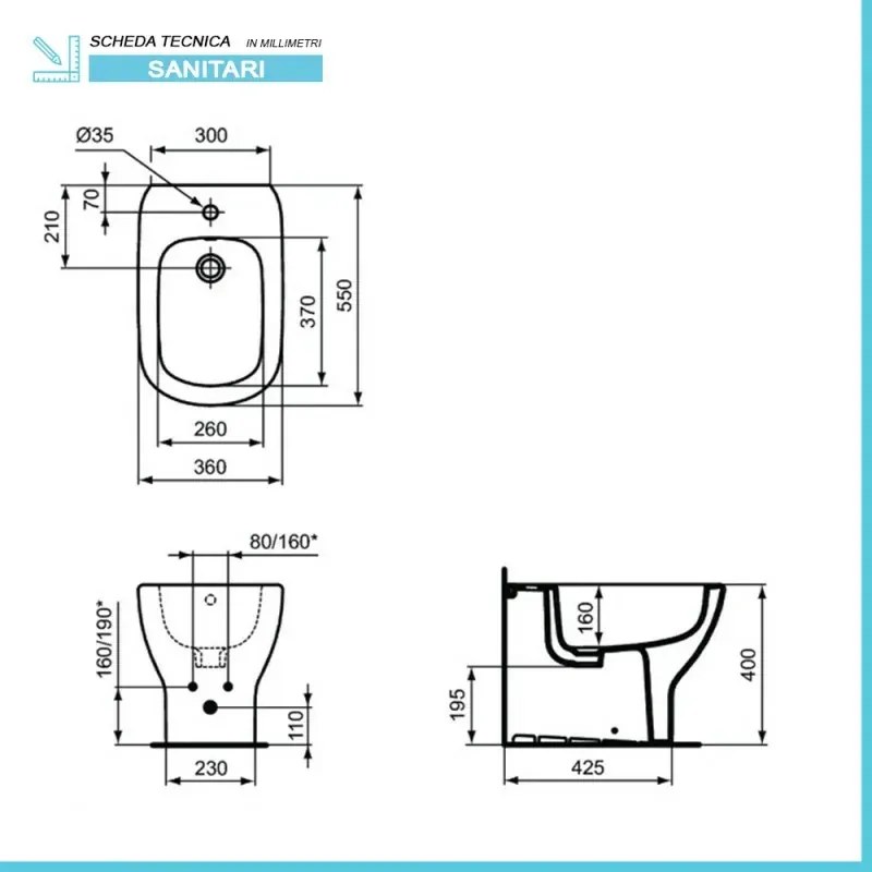 Sanitari Ideal Standard Tesi filomuro Rimless AquaBlade copriwater originale