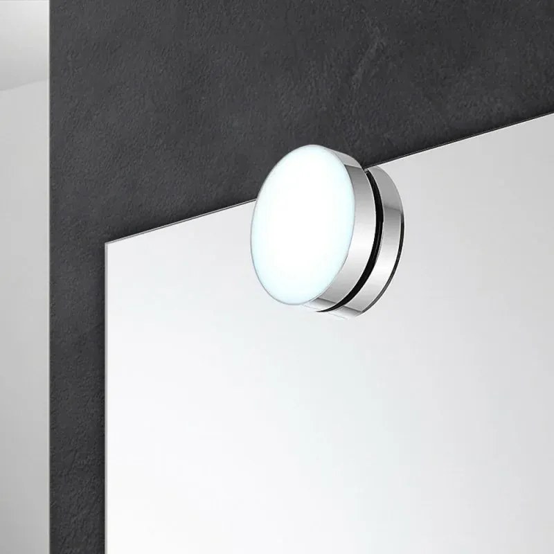 Specchio bagno 50x60 cm reversibile con applique LED frontale