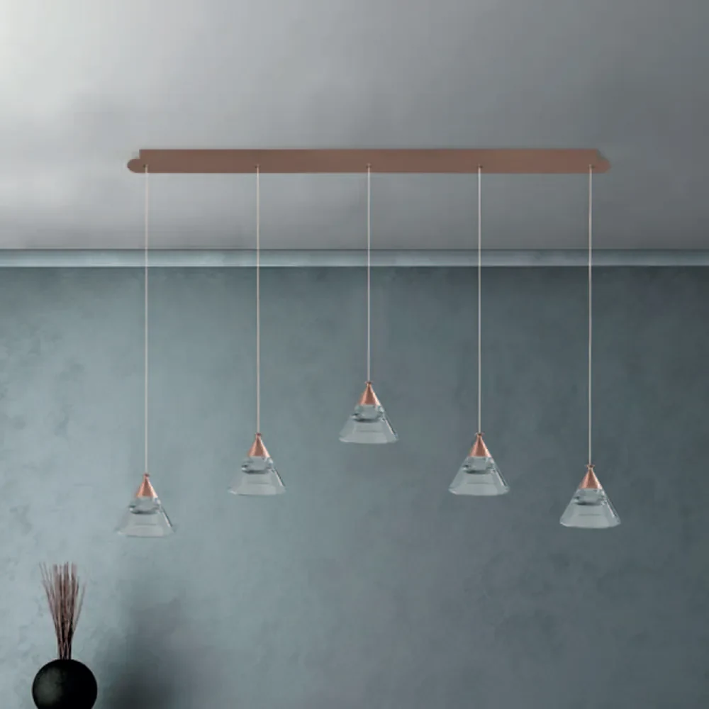 Sospensione Contemporanea Cony Metallo Oro Rosato Led 35W
