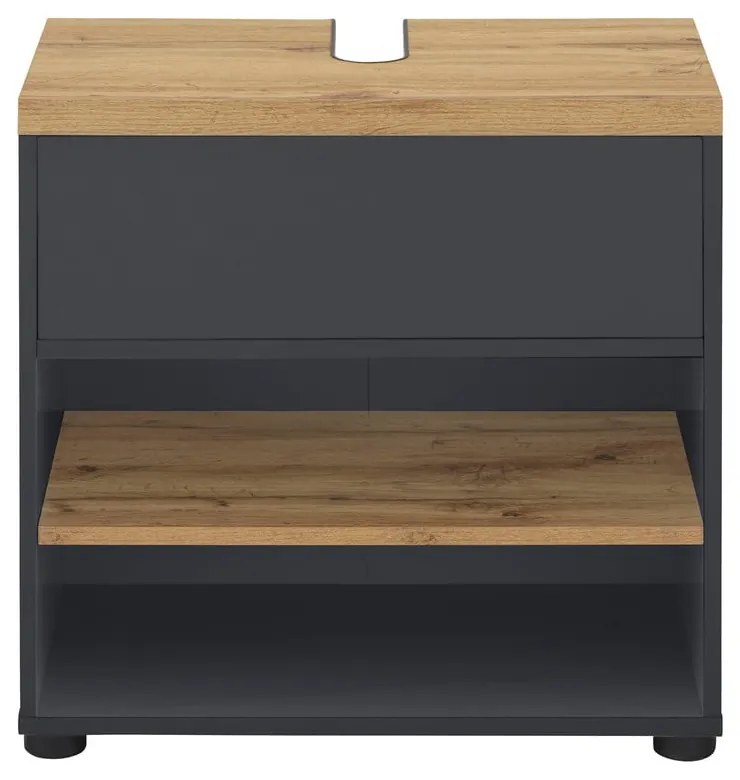 Mobile color antracite effetto rovere per lavabo 60x57 cm Thessa - Støraa