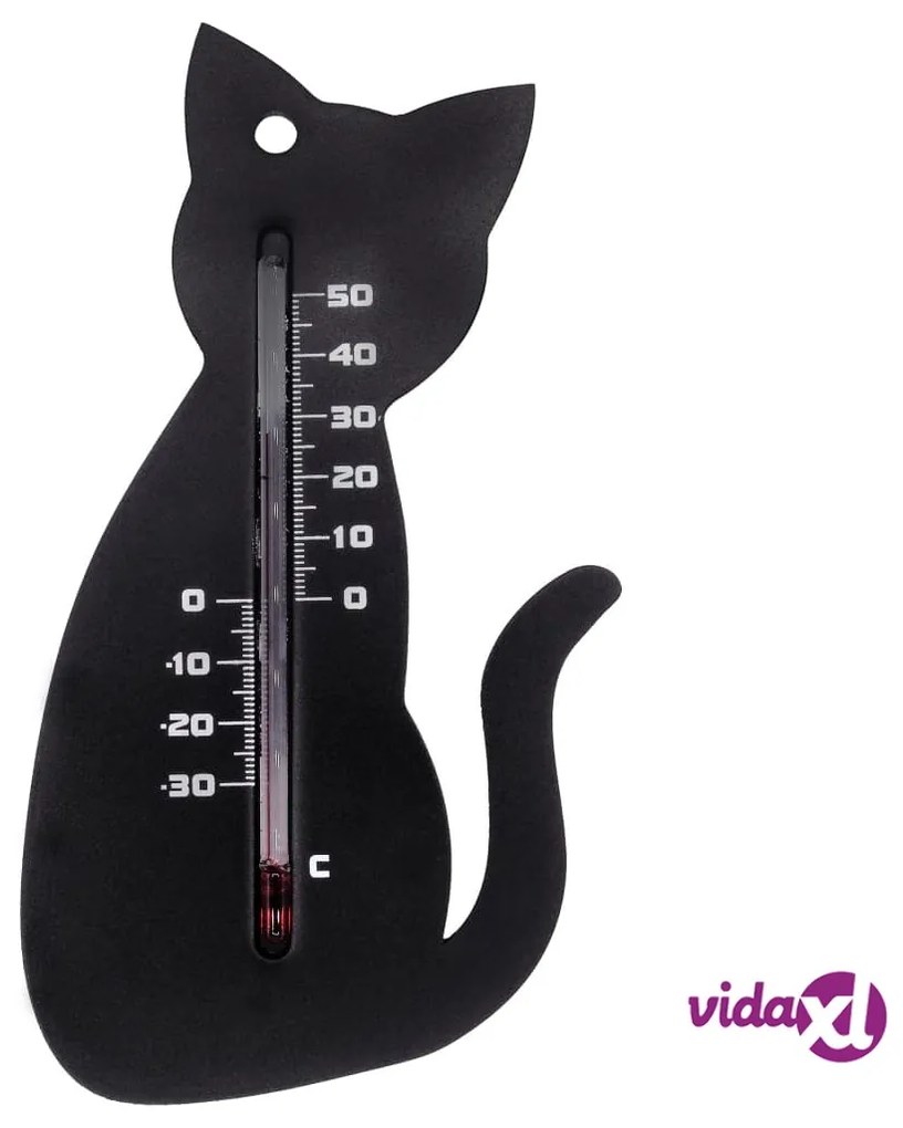 Nature Termometro da Parete per Esterno Gatto Nero
