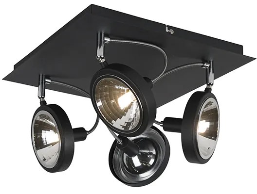 Faretto di design nero 4 luci orientabile - Nox