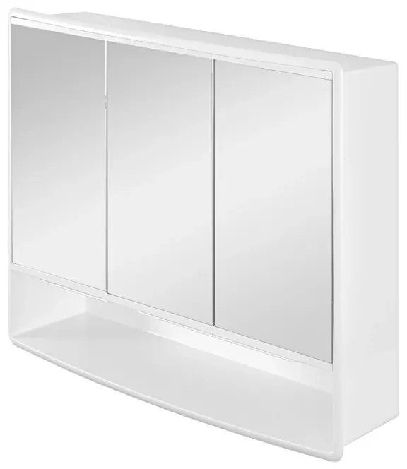 Specchio contenitore 60x50 cm bianco con 3 ante e ripiani interni