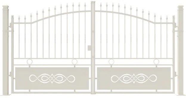 Cancello manuale elettrico Lavaredo in ferro, apertura centrale, L 358.5, H 165-195 cm, di colore bianco