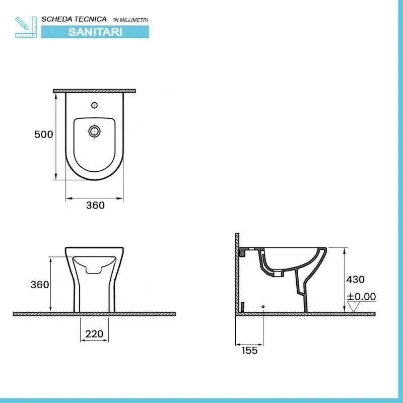 Sanitari filomuro Rimless bianco lucido con copriwc soft-close Itaca