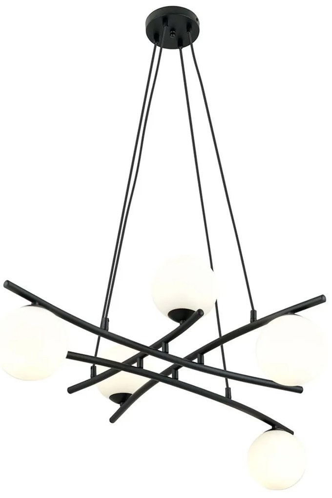 Lampadario Moderno Cadmo Acciaio Nero Bianco 5 Luci E14 Ip20