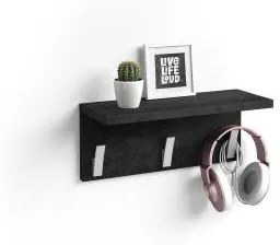 Appendiabiti da parete, Rachele, da 40 cm, Nero Cemento