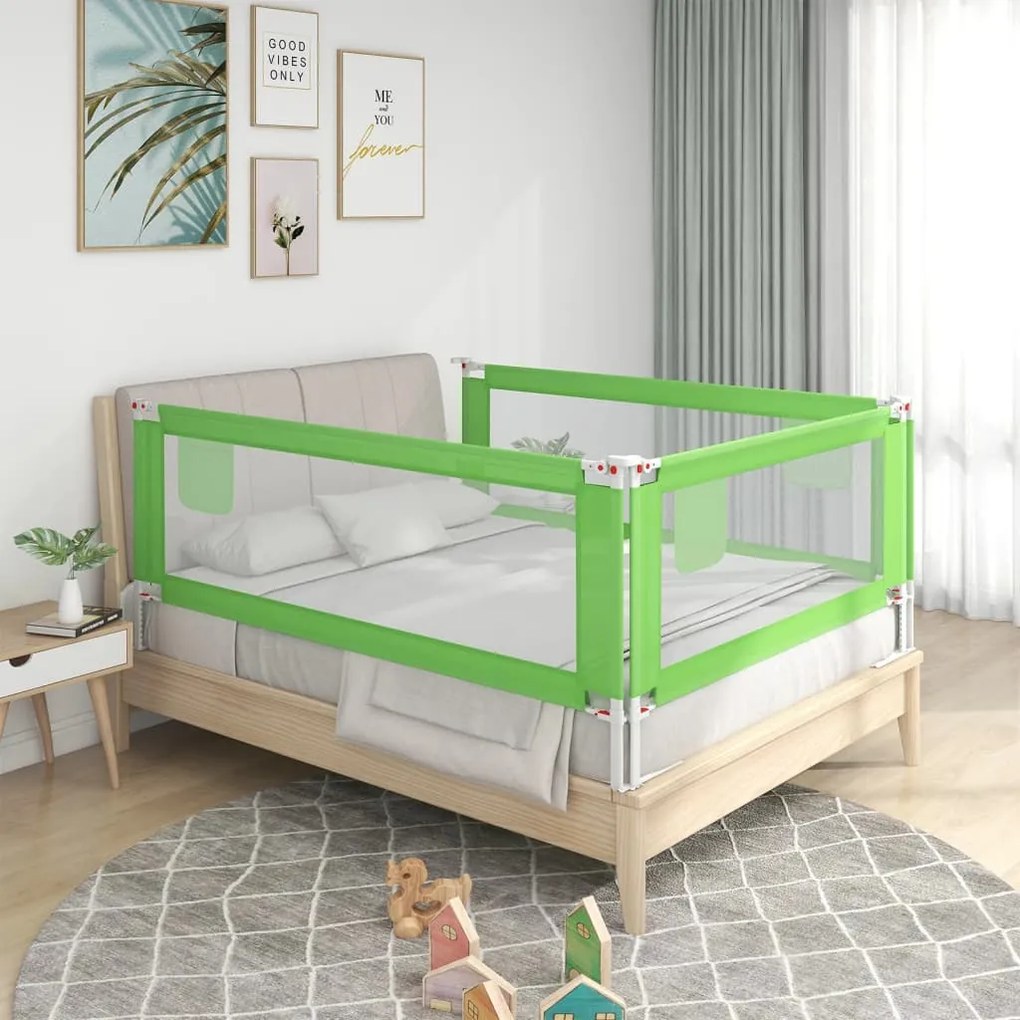 Sponda Letto Di Sicurezza Per Bambini Verde 190x25cm İn Tessuto /