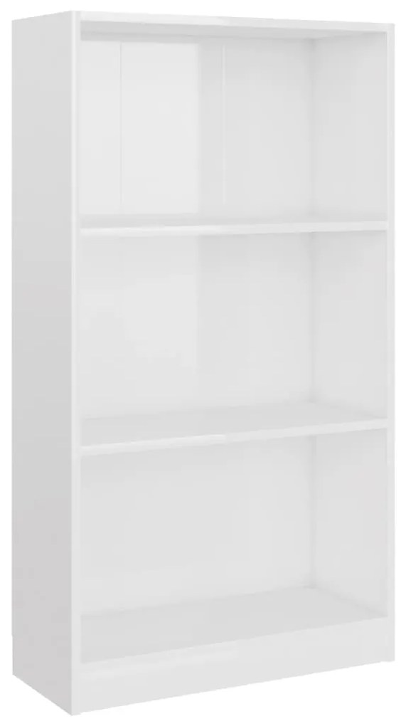 Libreria a 3 Ripiani Bianco Lucido 60x24x109 cm in Multistrato