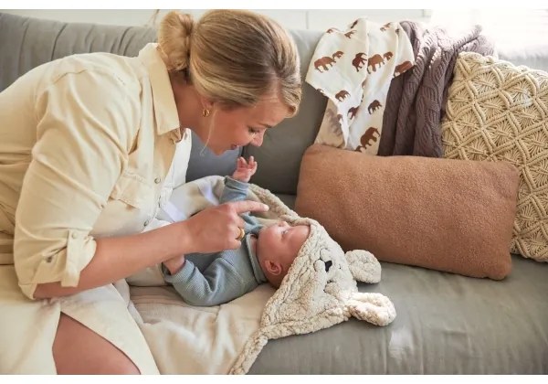 Jollein - Coperta Swaddle in pile Coniglietto 100x105 cm Torrone