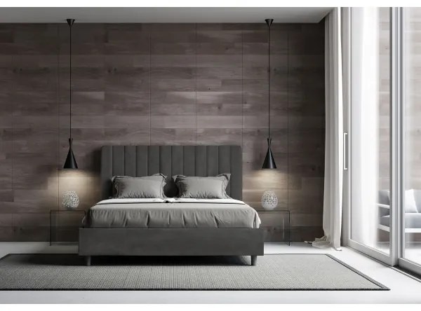 Letto contenitore da 160x190 in microfibra grigio Agueda