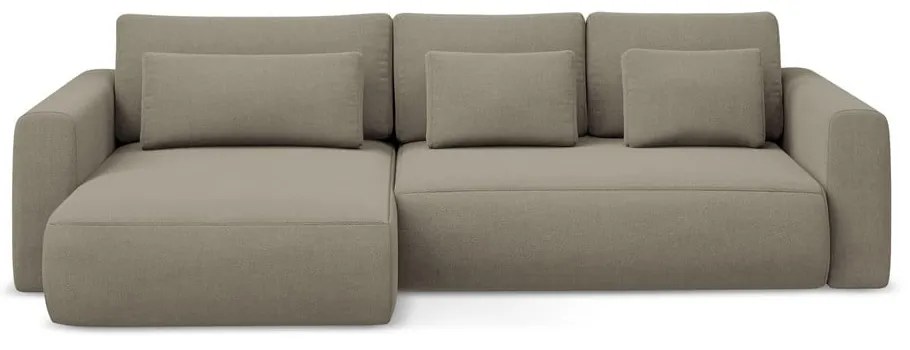 Divano angolare marrone chiaro allungabile/con contenitore (con penisola a sinistra/con chaise lounge) Kapua – Makamii