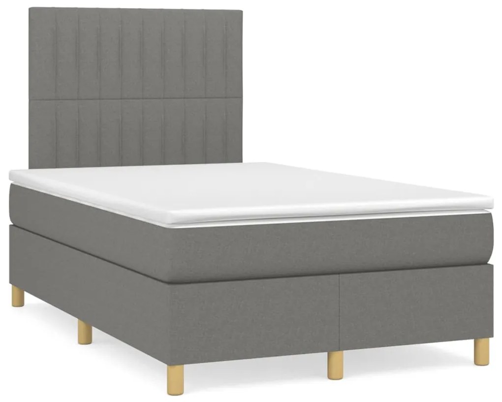 Letto a molle materasso e led grigio scuro 120x190cm in tessuto