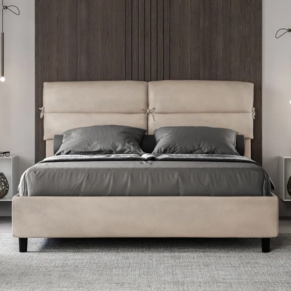 Letto contenitore da 160x190 in microfibra sabbia Nandy
