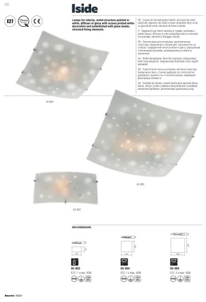 Redo 05-904 - Plafoniera ISIDE 1xE27/42W/230V 30x30 cm trasparente