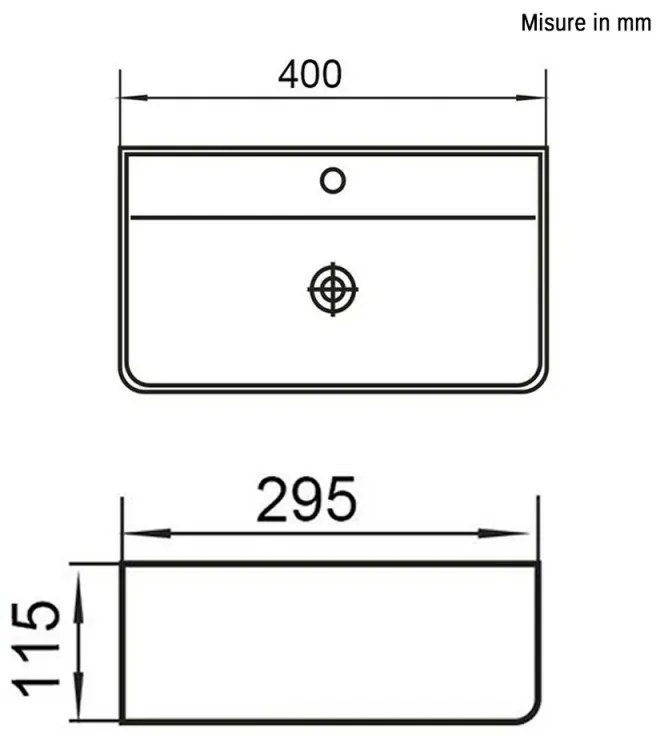 Lavabo Sospeso Rettangolare in Ceramica 40 x 29,5 cm Bianco Lucido