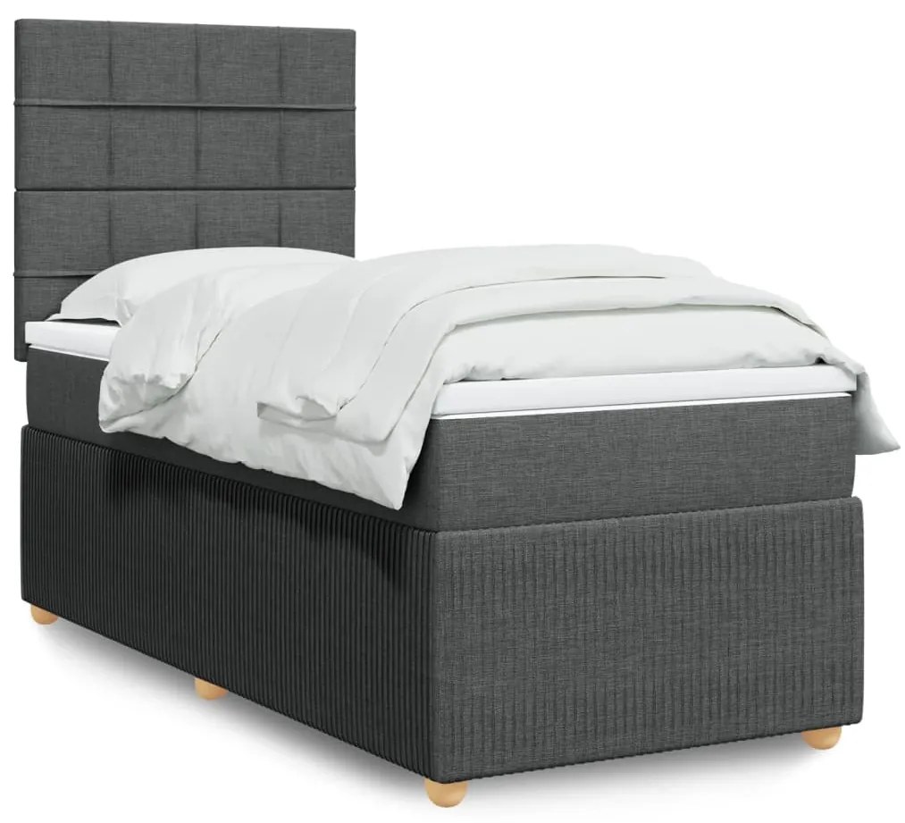 Giroletto A Molle Con Materasso Grigio Scuro 80x200 Cm Tessuto /