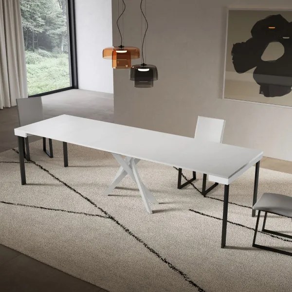 Consolle allungabile Libo Evolution - Bianco frassino telaio bianco 90x40/300 cm