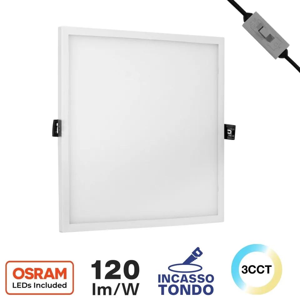 Pannello LED 24W da incasso Quadrato, Foro Tondo Ø205mm OSRAM LED, CCT Colore Bianco Variabile CCT