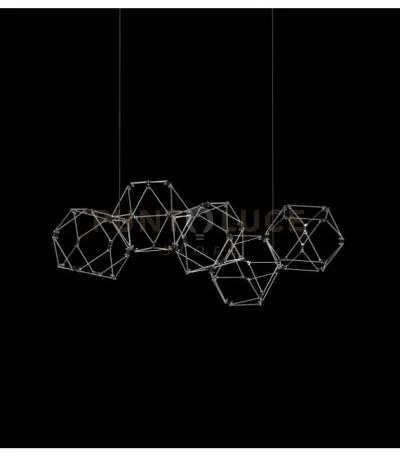 Lucciola 5 prisma sospensione lineare, acciaio inossidabile led 300...