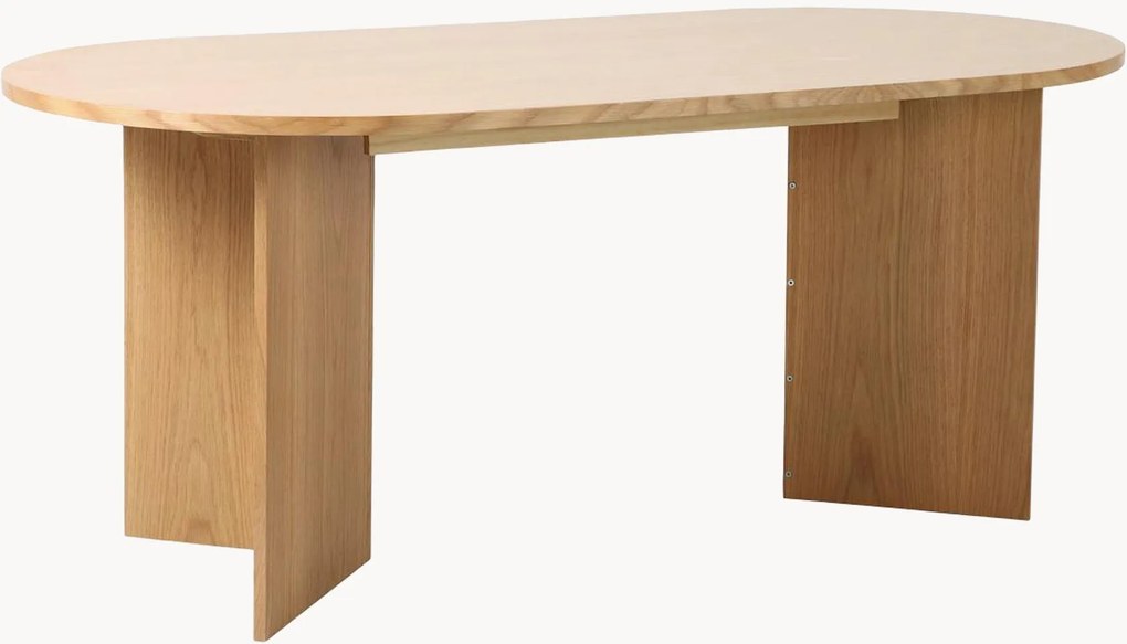 Tavolo ovale in legno di quercia Miranda, 180 x 90 cm