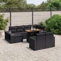 Set Divani da Giardino 11 pz con Cuscini in Polyrattan Nero 3274588