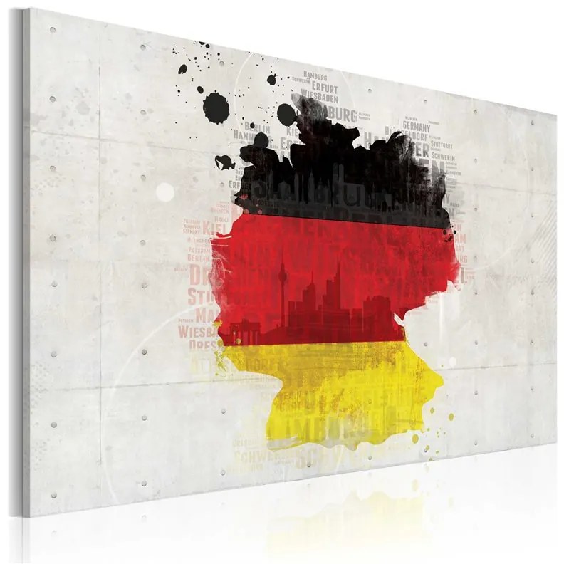 Quadro Mappa della Germania  Colore Bianco, Dimensioni e Misure 60x40