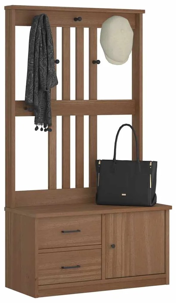 Albero Da Ingresso Sandens 87x40x159,5 Cm İn Legno Di Pino /