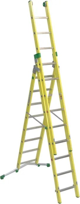 Scala a sfilo FACAL Vetroprima in fibra di vetro 3 rampe da 9 gradini portata massima 150 kg EN 131 per lavori fino a 7.1 m