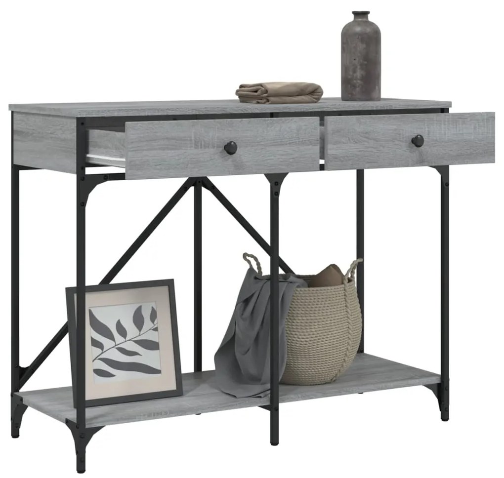 Tavolo consolle grigio sonoma 100x39x78,5 cm legno multistrato