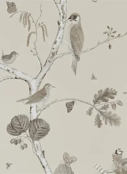 Tapete Woodland Chorus von Sanderson - Sepia/ Neutral