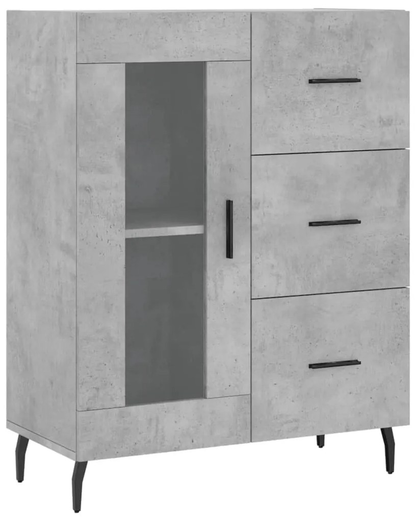 Credenza grigio cemento 69,5x34x90 cm in legno multistrato