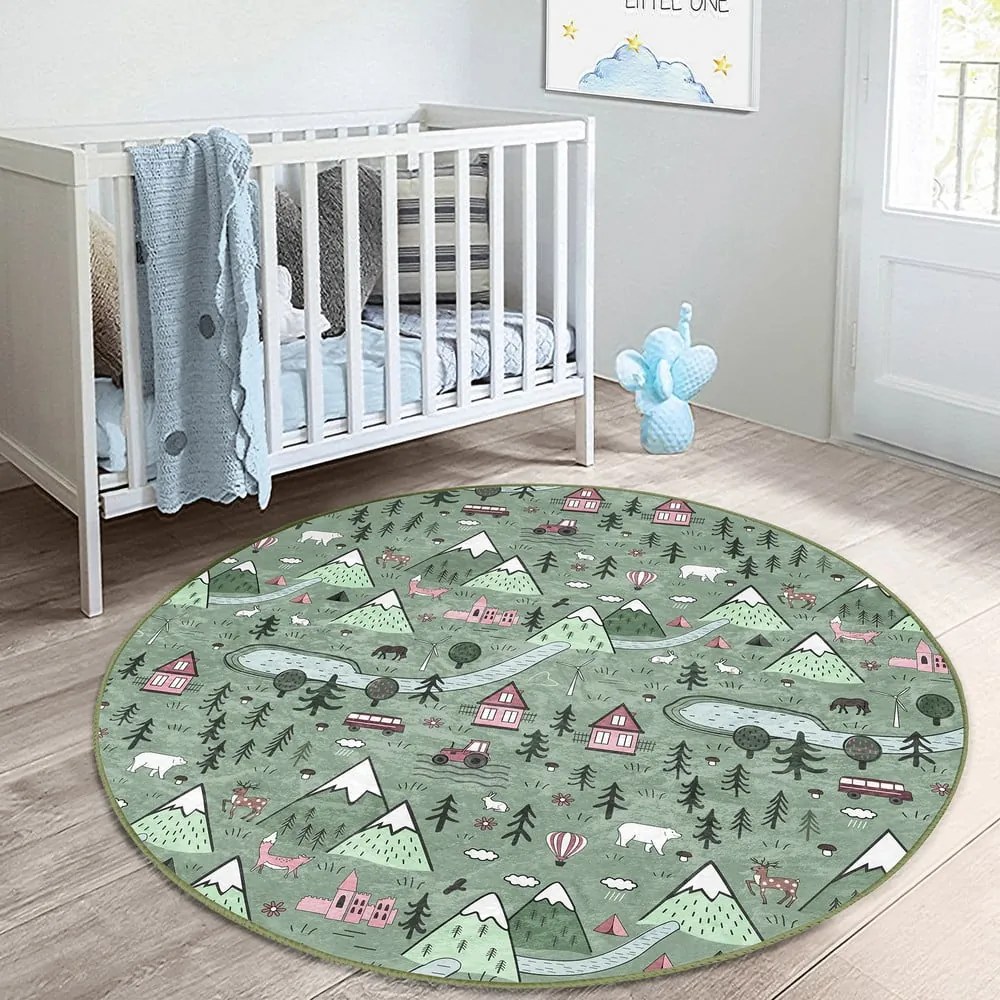 Tappeto verde per bambini ø 120 cm Comfort - Mila Home