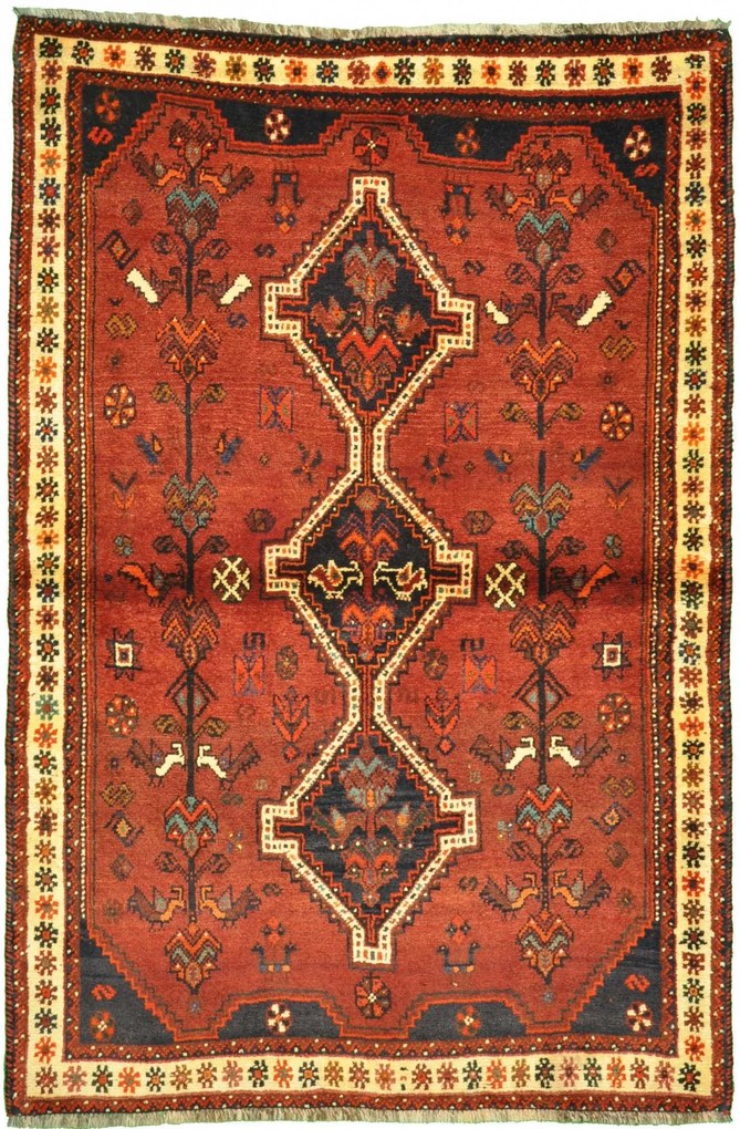 Shiraz Tappeto persiano 120 x 170 Rosso (Iran) Annodato A Mano