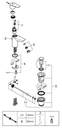 GROHE 24196001 - Miscelatore lavabo START, misura S, cromo lucido