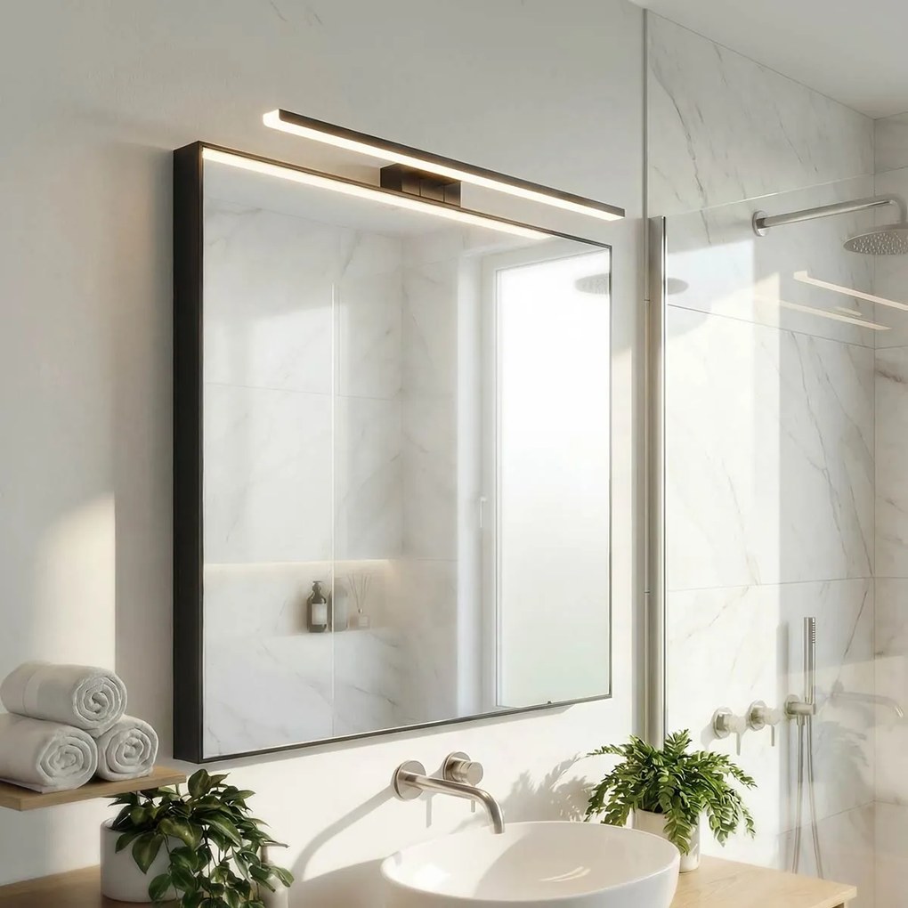 Lampada LED da Specchio 60cm Nera 12W IP54 Tripla Installazione Colore Bianco Naturale 4.000K