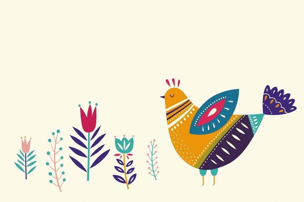 Carta da parati autoadesiva – Natura in stile folkloristico