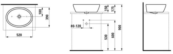 LAUFEN H8129640001121 - Lavabo da appoggio PRO 52x39 cm ceramica/bianco