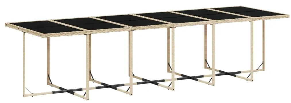 Set pranzo da giardino 17 pz con cuscini beige misto polyrattan